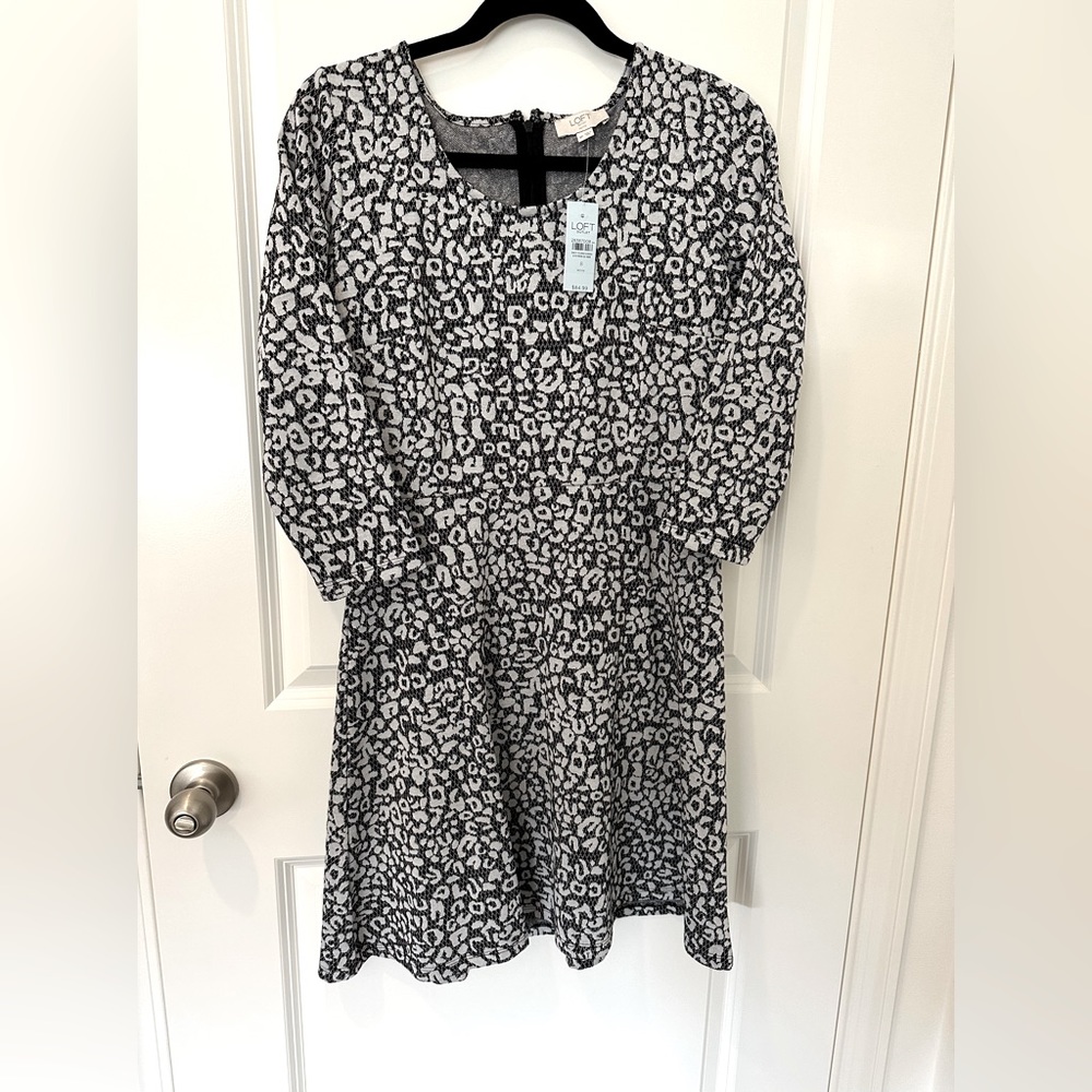 Loft Black & Grey dress. Has silver threading throughout.